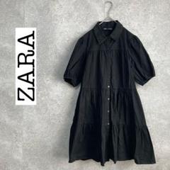ZARA ティアード ワンピース ブラック 半袖 ブラウス チュニック シャツのサムネイル