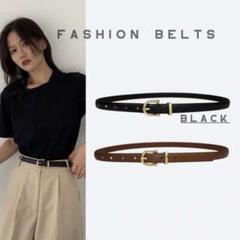 ベーシック バックル ベルト ブラック ファッション ブラウジング 85 女性
