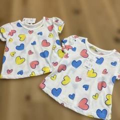 【118】西松屋 女の子 双子コーデ お揃い 2枚セット 半袖Tシャツ 80cm