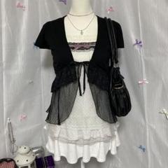 y2kゴシックリボン小悪魔ギャル半袖フェアリーグランジロック平成古着屋 y2kゴシックリボン小悪魔ギャル半袖フェアリーグランジロック