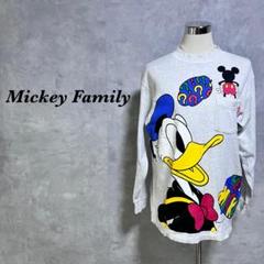 Mickey Family トレーナー ミッキー ドナルド グレー 4196