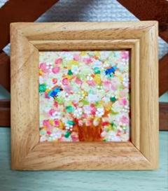 花の絵画 チョークアート　青の世界　海　波　馬　空　ヤシの木　ベタ　ドーナツ