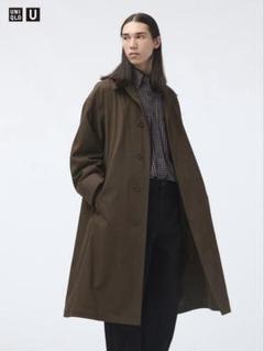 [FY24今期もの］ ユニクロU オーバーサイズ ステンカラーコート　ブラウン 本日発売！ 【ユニクロ ユーで今季買うべきアウターはコレ