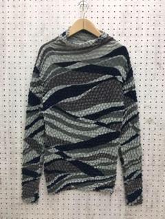 90's レトロ古着 Defi ベロア×シースルーミックス 幾何学模様トップス