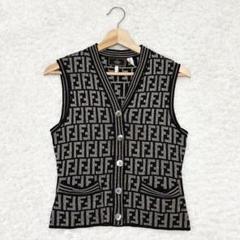 FENDI フェンディ　ズッカ柄　総柄　ニット　カーディガン　36 FENDI - 【未使用級】FENDI フェンディ 総柄 ズッカ柄