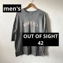 メンズ OUT OF SIGHT ロゴ入り グレー 五分袖 42(LL)
