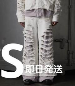 GRANCY スウェット ドッキング デザイン ダメージ バギー デニム パンツ