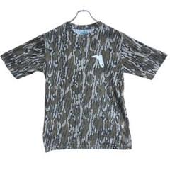 半袖Tシャツ　迷彩柄　カモ　木目　Ｌ　ミリタリー　バックプリント　サル【4202