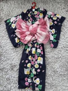 ネイビー花柄浴衣セット110