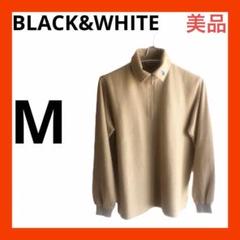 （美品）BLACK&WHITE ブラック&ホワイト　長袖ハーフジップシャツ M