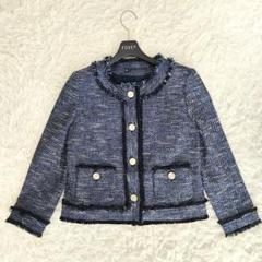 【美品】martiniqu マルティニーク ツイードノーカラージャケット セール】martinique/ツイードジャケット（ノーカラージャケット