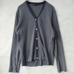 良品☆ラルフローレン 綿100% ストライプ カーディガン Vネックカーデ L