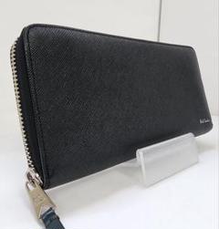 【未使用級/現行】ポールスミス 長財布 ラウンドジップ ブラック系 シルバーロゴ