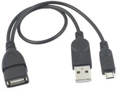 二股特殊ケーブル USB メス 変換 USBオス+ Micro USB オス