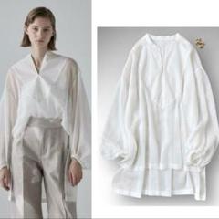 極美品 アドーア 23SS ソフトオーガンジー キーネック オーバサイズブラウス