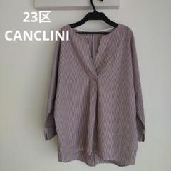 23区　カンクリーニ　シャーティングチュニックシャツ　46 大きいサイズ 23区 - 23区【洗える】Canclini シャーティング Vネックブラウス