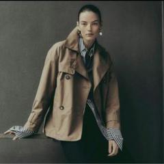 アウトレット★Max Mara Studio★ottavo ショートトレンチコート ゼノ] コットン ブレンド ショート トレンチ コート, camel