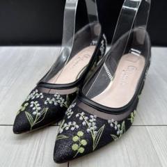 【美品】DIANA 絵画シリーズ フラワーレースオープントゥパンプス 23.5 美品】DIANA 絵画シリーズ フラワーレースオープントゥパンプス