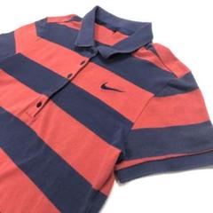 NIKE GOLF ポロシャツ ボーダー 赤紺 レディースL