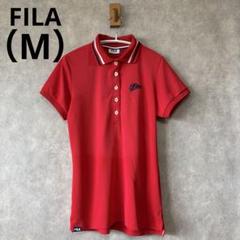 FILA golfフィラゴルフウェア半袖ポロシャツ刺繍ロゴMサイズ赤派手色