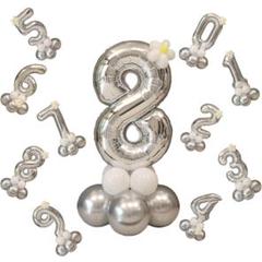 数字バルーン 誕生日 飾り付け 数字 32インチ　ナンバー８　シルバー