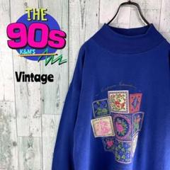 80's EXPRESS フラワーパネルパターン　モックネック　トレーナー