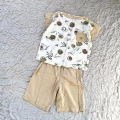 キッズ　パジャマ　夏　半袖　半パン　ハンドメイド　110 120 ナチュラル