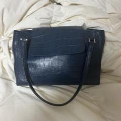 【極美品】キャットインクローゼット　2way バック　ネイビー　クロコ型押し 良好 cat in the closet キャットインザクローゼット 2WAY