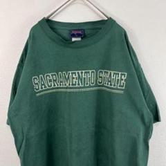 90s USA古着 jansport ジャンスポーツ カレッジ Tシャツ 緑