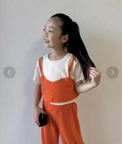 新品 キッズ セットアップ ワッフルパンツ ビスチェ付きTEE