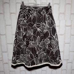 良品★TILLA DONNA ミディ丈スカート 花柄 コットン モノトーン XL