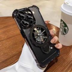 iPhone16Promax MagSafe対応 リング付 ケース クリア 黒