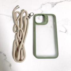 ⭐️ iPhone14 ショルダー付きケース スマホカバー クリア グリーン