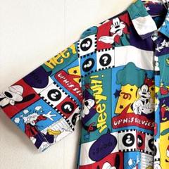 【美品】 90s ⭐︎ グーフィー ⭐︎ ミッキー アンリミテッド シルク 半袖