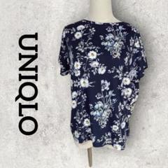 UNIQLO 花柄シャツ 半袖シャツ スタジオサンダーソン (L) ネイビー