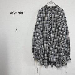 マイニア⭐️薄手 レディース トップス 総柄 チェック柄 Lサイズ