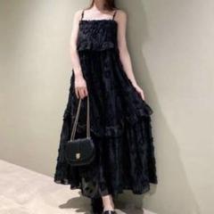 snidelカットジャガードボリュームキャミワンピース モカ 1 新品未使用 美品】SNIDEL カットジャガードボリュームキャミワンピース BLK