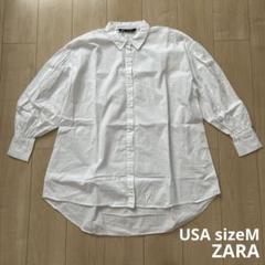 ZARA 10分袖 オーバーサイズシャツ ブラウス USAサイズM