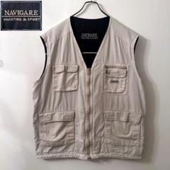 NAVIGARE ベスト リバーシブル ベージュ×ネイビー 2XL