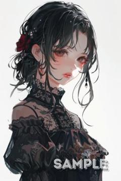412 人物ステッカー オリジナルキャラクター マット紙 女性 4枚