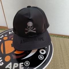 A BATHING APE✕mastermindコラボ ブラックレザー風キャップ