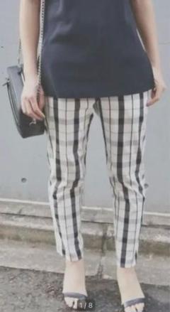 IENA ストレッチ　チェックパンツ