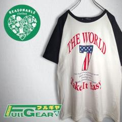 古着　ラグランスリーブ　半袖　Tシャツ　表裏プリント　メンズ　XLサイズ