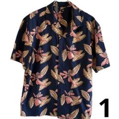 UNIQLO アロハシャツ XL相当 ネイビー系 リーフ柄