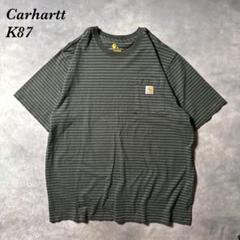 P66 古着Carhartt K87 へビーウェイトTシャツ　ボーダー　フェード
