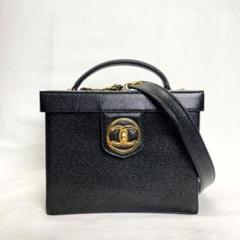 【美品】シャネル 2WAY バニティバッグ キャビアスキン 黒 G金具 Q26
