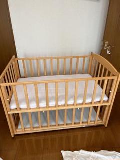 木製ベビーベッド マット付き　直接引き取り商品
