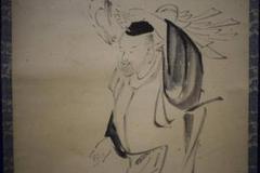 真作/（画）内藤東甫/（賛）横井也有/人物図/萬歳画賛/布袋屋掛軸HJ-167 真作/（画）内藤東甫/（賛）横井也有/人物図/萬歳画賛/布袋屋