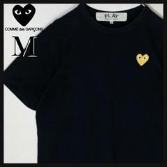 【人気デザイン】コムデギャルソン ゴールドハートワッペン 半袖Tシャツ 黒 M