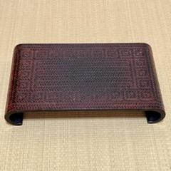 時代 桐蒔絵 黒塗 巻き足 平卓 花台 天然木 木箱入り 唐草【MA371】